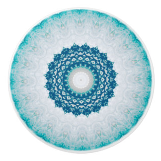 Elegant Türkise Blue Floral Mandala Keramikknauf