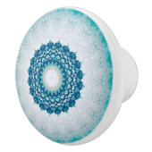 Elegant Türkise Blue Floral Mandala Keramikknauf (Rechts)