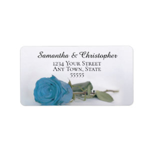 Elegant Türkise Blue Rose Wedding Address Adressaufkleber