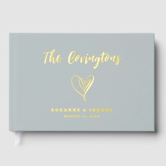 Elegant Türkise Blue Script Wedding Gästebuch (Vorderseite)