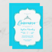 Elegant Türkise Quinceanera Einladung (Vorne/Hinten)