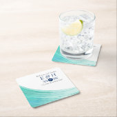 Elegant türkise Tides Beach Wedding Rechteckiger Pappuntersetzer (Vor Ort)