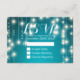 Elegant türkisfarbene String Lights Wedding RSVP A Karte