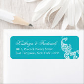Elegant Türkquoise Paisley Peacock Address Labels (Insitu)