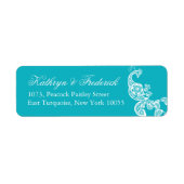 Elegant Türkquoise Paisley Peacock Address Labels (Vorne)