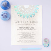 Elegant Turquoise Floral Lotus Mandala Flyer (Einzeln)