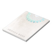 Elegant Turquoise Floral Lotus Notepad Notizblock (Rotiert)