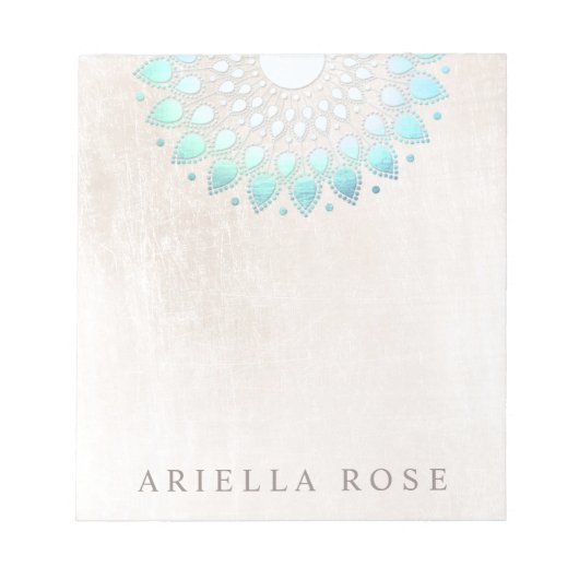 Elegant Turquoise Floral Lotus Notepad Notizblock (Vorderseite)