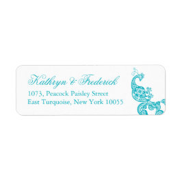 Elegant Turquoise Paisley Peacock Wedding Address