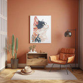 Elegant Tuxedo Cat mit Leaf Motif - Paper Art Poster