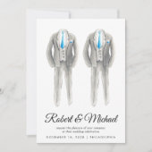 Elegant Tuxedo Watercolor Gay Wedding Einladung (Vorderseite)