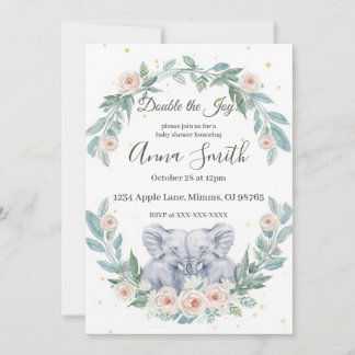 Elegant Twin Baby Shower Invitation – Watercolor Einladung