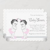 Elegant Twin Girl Baby Shower Einladung (Vorne/Hinten)