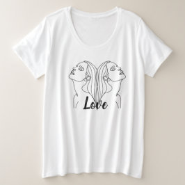 Elegant Twin Ladys grafic zeichnend weiß Große Größe T-Shirt