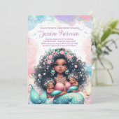 Elegant Twin Mermaid Baby Shower Einladung (Stehend Vorderseite)