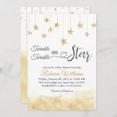 Elegant Twinkle Little Star Gold Cloud Baby Shower Einladung (Vorne/Hinten)