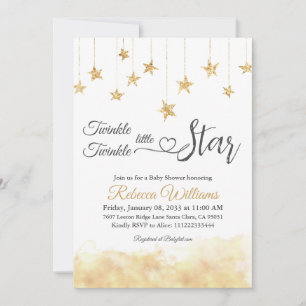 Elegant Twinkle Little Star Gold Cloud Baby Shower Einladung