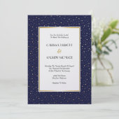 Elegant Twinkle Stars Midnight Blue Sky Gold Weddi Einladung (Stehend Vorderseite)