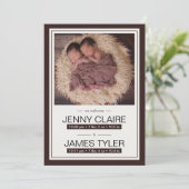 Elegant Twins Baby Birth Ankündigung (Stehend Vorderseite)