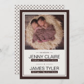 Elegant Twins Baby Birth Ankündigung (Vorne/Hinten)