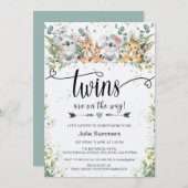 Elegant Twins Koalas Kangaroos Safari Baby Shower Einladung (Vorne/Hinten)