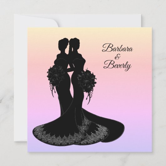 Elegant Two Brides Wedding Einladung (Rückseite)