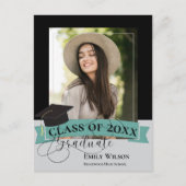 Elegant Two Foto 2025 Graduation Party Einladung Postkarte (Vorderseite)