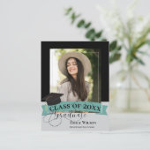 Elegant Two Foto 2025 Graduation Party Einladung Postkarte (Stehend Vorderseite)