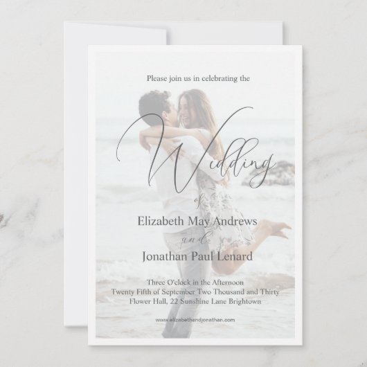 Elegant Two Foto Stilvolle Hochzeit Einladung (Vorderseite)