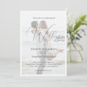 Elegant Two Foto Stilvolle Hochzeit Einladung (Stehend Vorderseite)