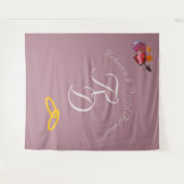 Elegant Two Hearts Catholic Monogrammed Wedding Wandteppich (Vorderseite (Horizontal))