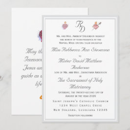 Elegant Two Hearts Catholic Wedding Invitation Einladung