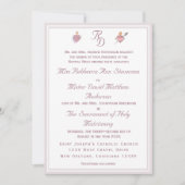 Elegant Two Hearts Catholic Wedding Invitation Einladung (Vorderseite)
