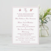Elegant Two Hearts Catholic Wedding Invitation Einladung (Stehend Vorderseite)