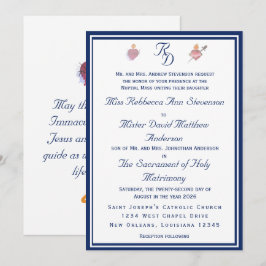Elegant Two Hearts Catholic Wedding Invitation Einladung