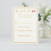 Elegant Two Hearts Catholic Wedding  RSVP Karte (Stehend Vorderseite)