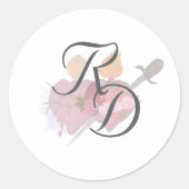 Elegant Two Hearts Catholic Wedding  Runder Aufkleber (Vorderseite)