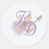 Elegant Two Hearts Catholic Wedding  Runder Aufkleber (Vorderseite)