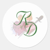 Elegant Two Hearts Catholic Wedding Runder Aufkleber (Vorderseite)