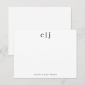 Elegant Two Initial Monogram Couple Stationery Mitteilungskarte (Vorne/Hinten)