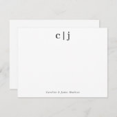 Elegant Two Initial Monogram Couple Stationery Mitteilungskarte (Vorne/Hinten)