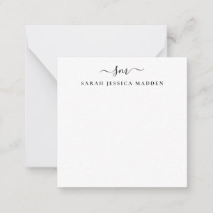 Elegant Two Monogram Initial Girly Script Swash Mitteilungskarte