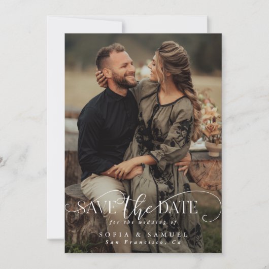 Elegant Two Photo Handwritten Script Wedding Save The Date (Vorderseite)