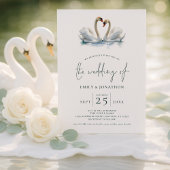 Elegant Two Swans Script Wedding Einladung