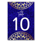 Elegant Two Tone Blue and Gold Mandala Tischnummer (Rückseite)