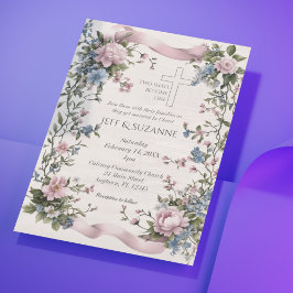 Elegant Two wird zu einem rosafarbenen, blühenden Pergament Einladungen