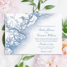 Elegant Tybee Island Georgia Karte Blue Wedding