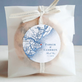 Elegant Tybee Island Georgia Karte Gastgeschenk Ho Runder Aufkleber