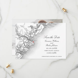 Elegant Tybee Island Georgia Map Wedding Save The Date