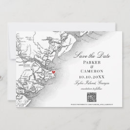 Elegant Tybee Island Georgia Map Wedding Save The Date